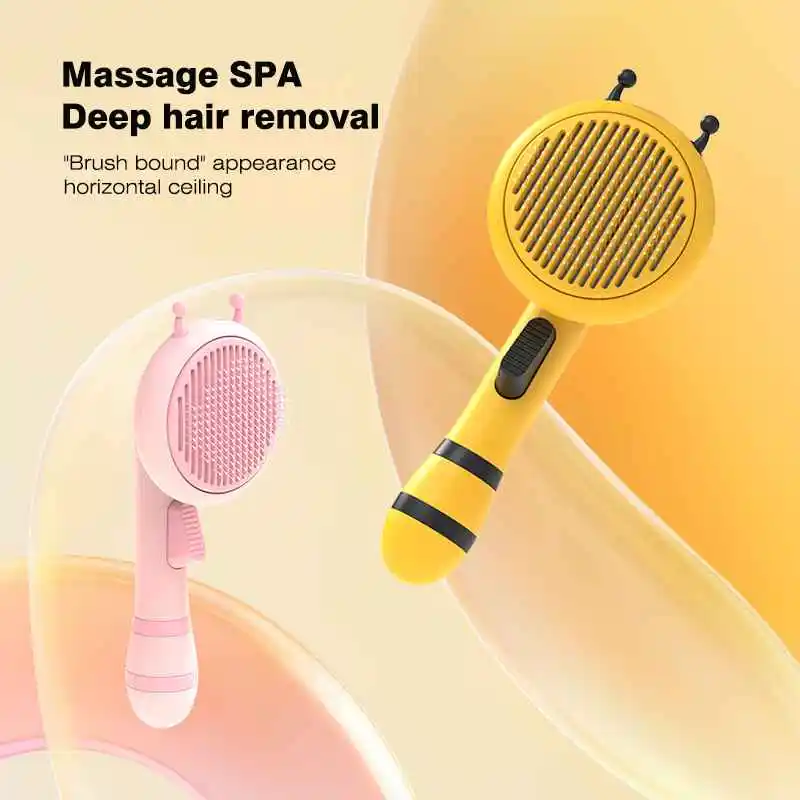 AIWO Patent Little Bee Design Self Cleaning Pet Sicker Brush Deshedder for Cats and Dogs