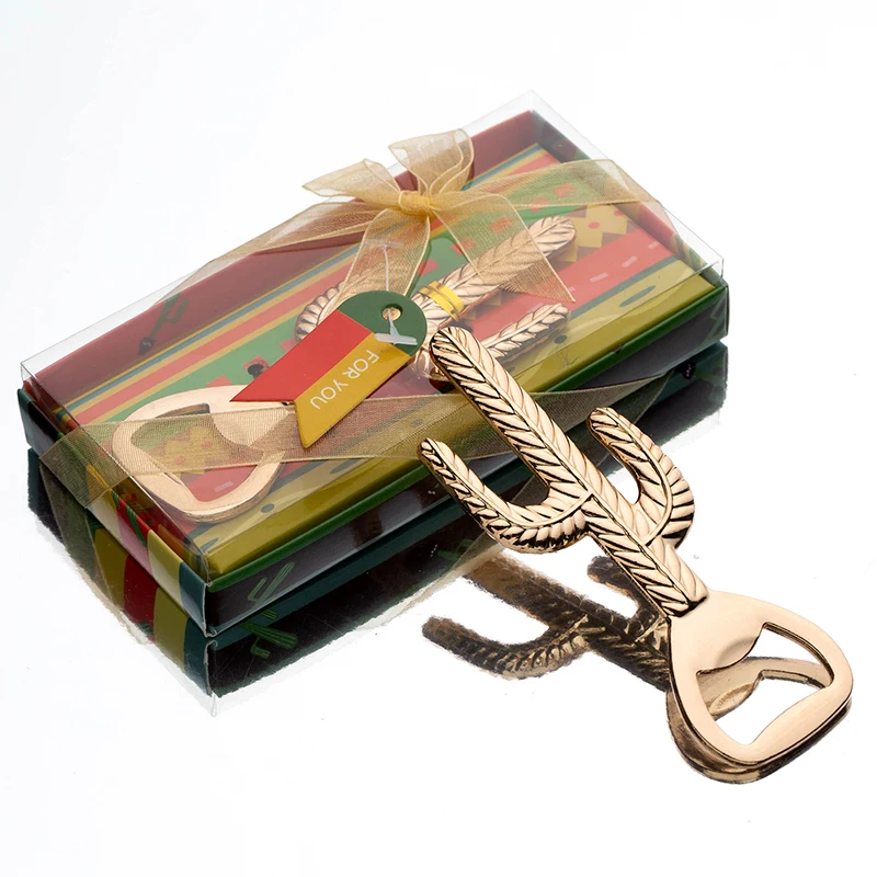 Holiday Gifts Custom Sale Gift Box Packaging Bottle Opener Metal Cactus Bottle Opener