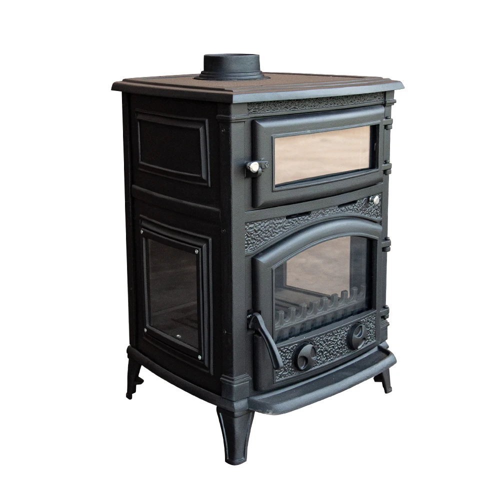 China Stove Factory wood burning cast iron wood cook stove with oven stove indoor heating villa