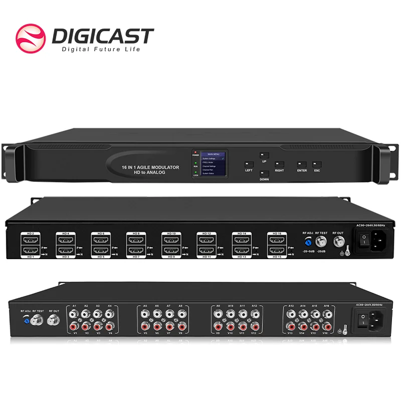 DMB-6100H 1RU Rack Analog NTSC Modulator 16ch HDM I to Analog CATV RF Cable TV Modulator