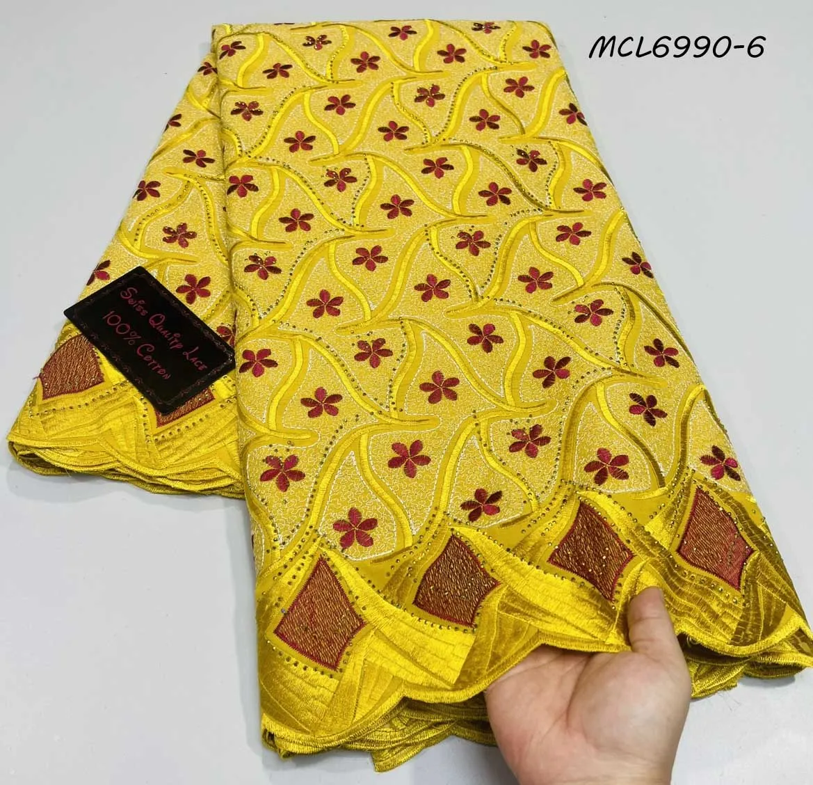 2024 Latest lafaya Swiss voile Lace Fabric 100% Cotton Embroidery High Quality African French Cotton Laces Fabrics 5 Yards