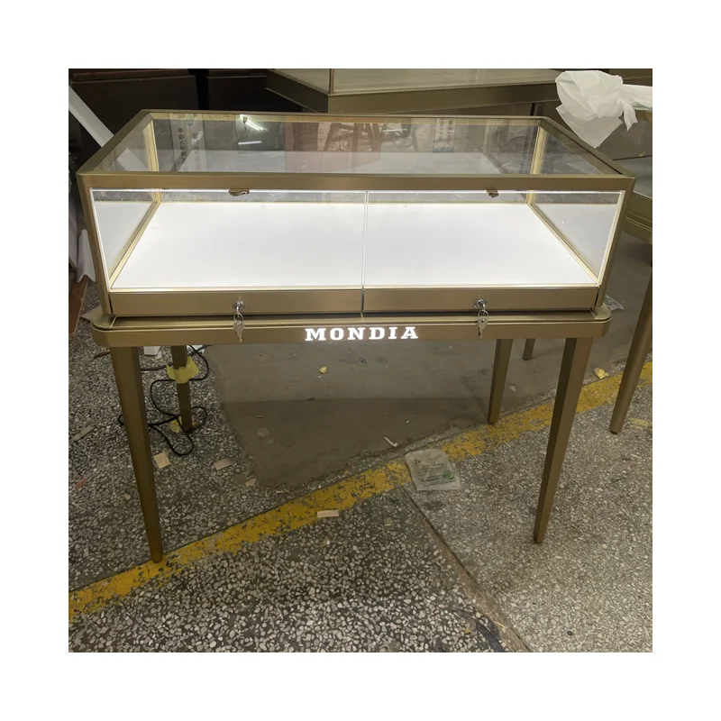 Shangyuan Display Customized High-End Jewelry Shop Display Counter Brushed Stainless Steel Jewelry Showcase Factory