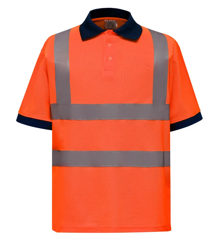 
Wholesale cheap pure cotton yellow orange T-shirt custom high visibility reflective safety t shirt with short sleeves for men 