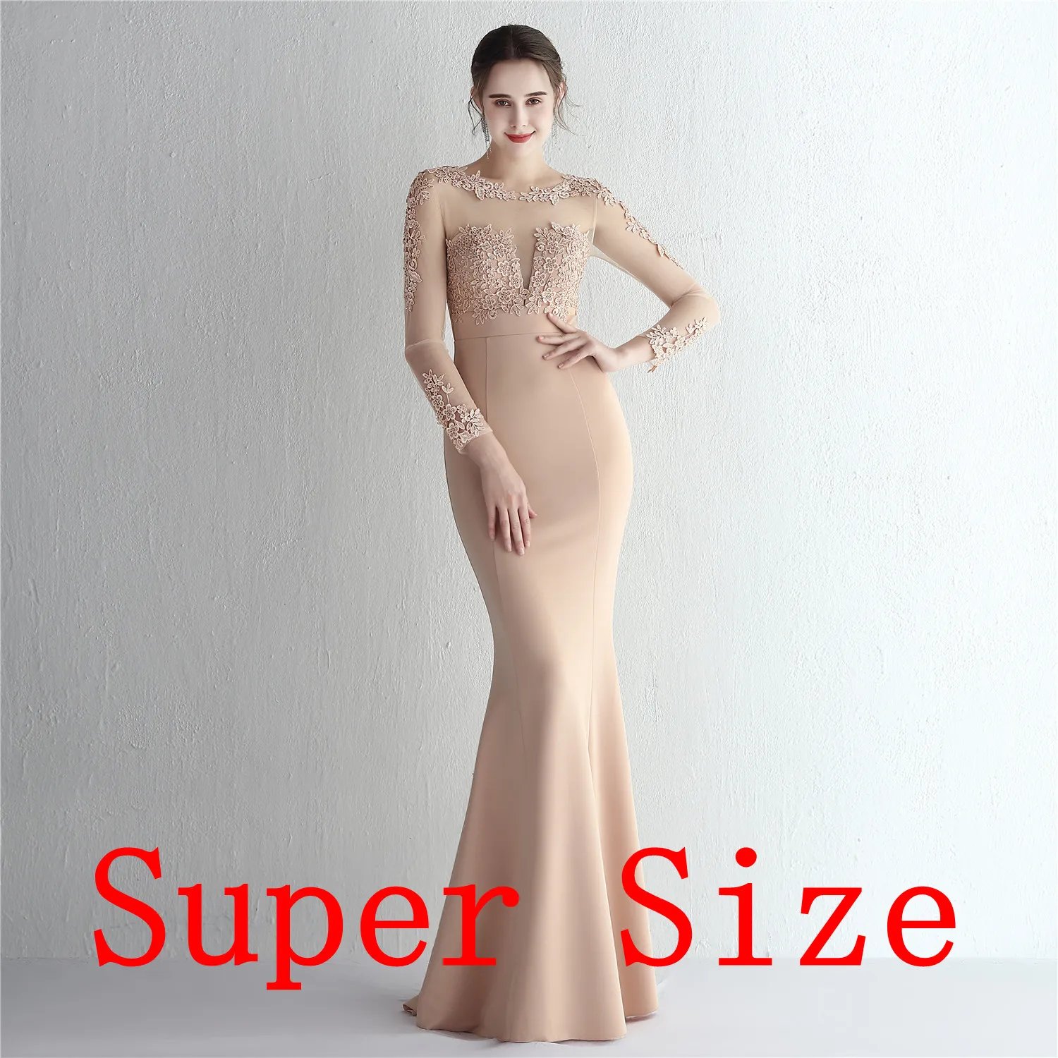 19070-S# 2022 New Satin Hot drill Lace design Overweight Handmade evening dresses Fat Lady Dress Plus Size Dress Super Size