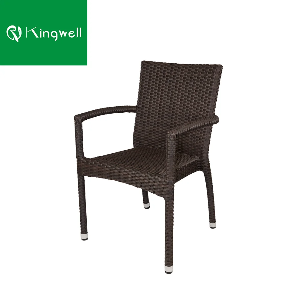 Stacking wicker and rattan furniture china outdoor furniture dining chair with armrest