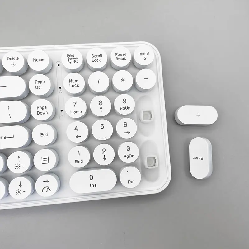 Retro Keys 2.4g Wireless Bluetooth Rechargeable Gaming Keyboard OEM multi Language Layout PC Keyboard