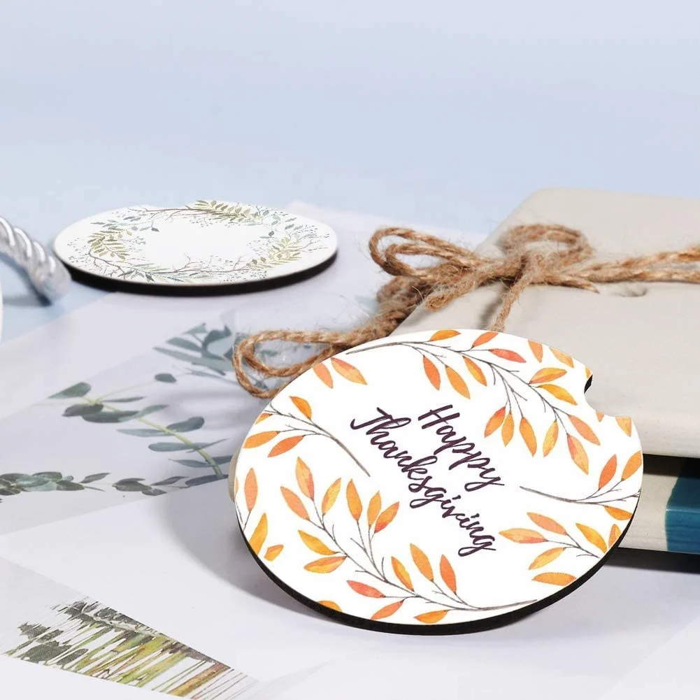 Sublimation Blanks DIY Customized MDF Hardboard  Round Coaster  Car Coasters With Cork Back