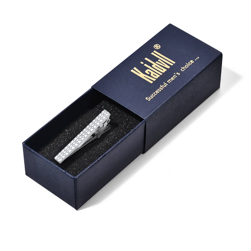 
Normal Size Customized Design Metal Sterling Silver Tie Bars Laser Tie Clip for Men 