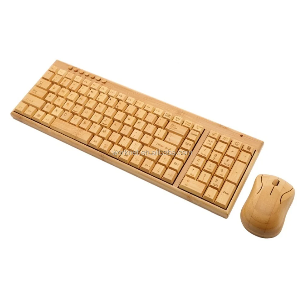 2024 New Product Ideas Original New Desktop Wireless Russian Version Layout Bamboo Keyboard and Mouse Combo Set