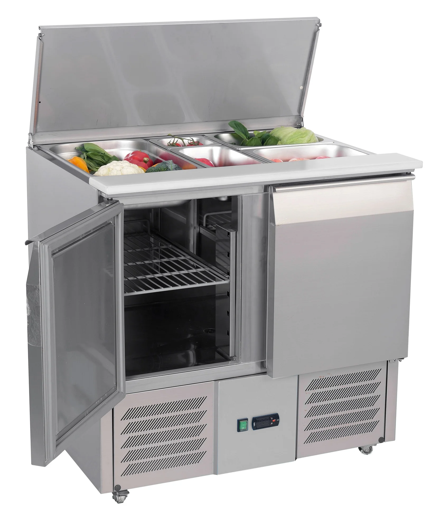 Restaurant 2 doors Salad Bar Refrigerator /Salad Prep Counter
