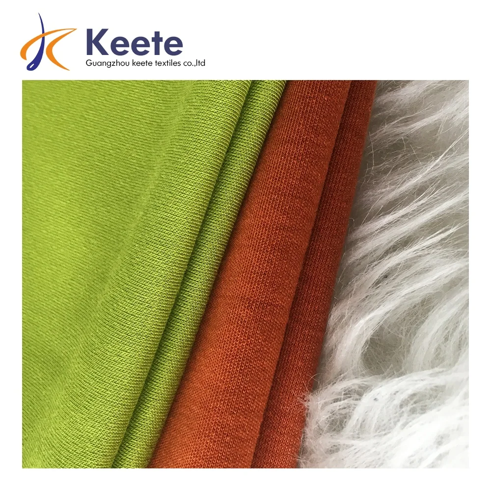 new fabric smooth and soft 240gsm high end 47%cotton 47%rayon 6%spandex double knit fabric