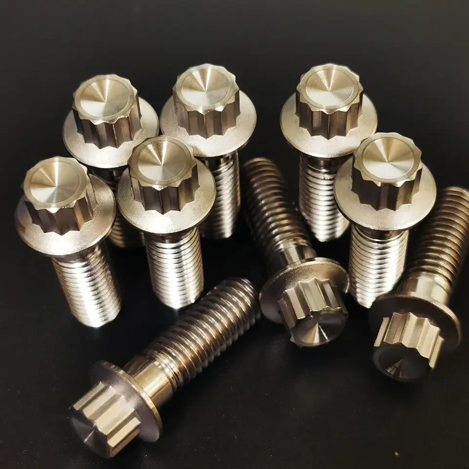 BRT Factory Supply Titanium 12 Point BBS  Split Rim Bolt M7/M8X32mm Wheel Lug Bolt with Hex Flange for Car