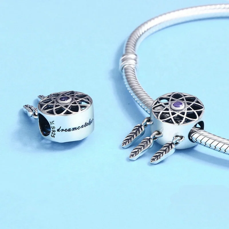 Custom fashion jewelry 925 sterling silver DIY dream catcher handmade charm bracelet for women girl gift