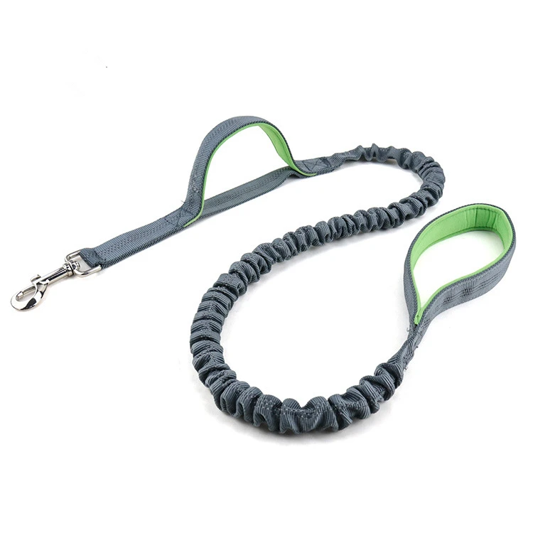Nylon Cord Neoprene Control Double Handle Bungee Dog Leash Extension for Large Dog