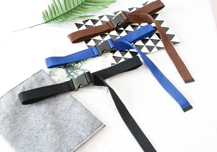 
Canvas belt female solid color seamless versatile adjustable Korean style student belt 