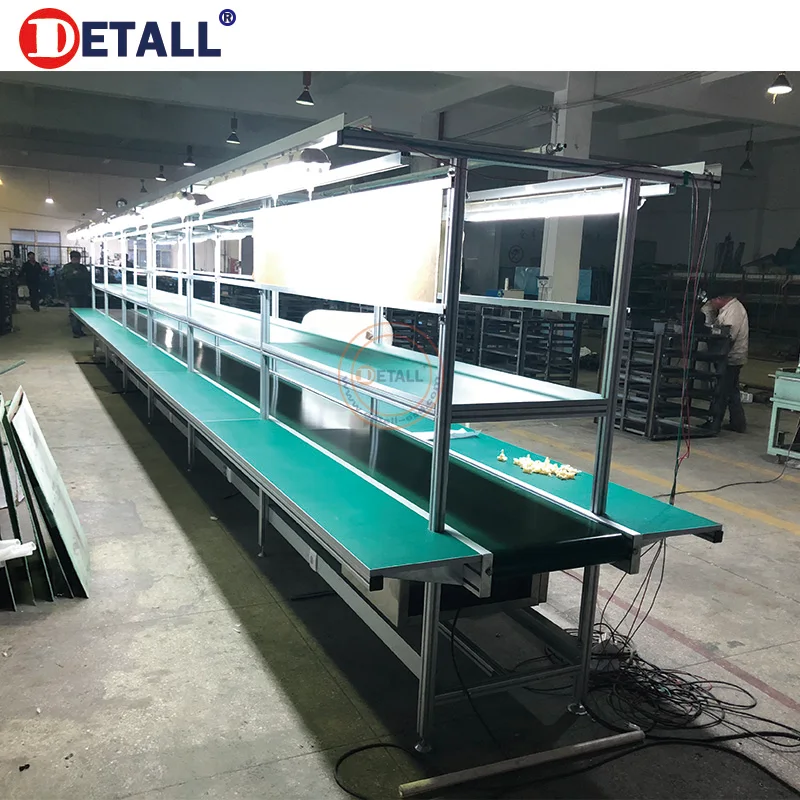 Detall workshop small motorcycle assembly line conveyor belt with roller and belt