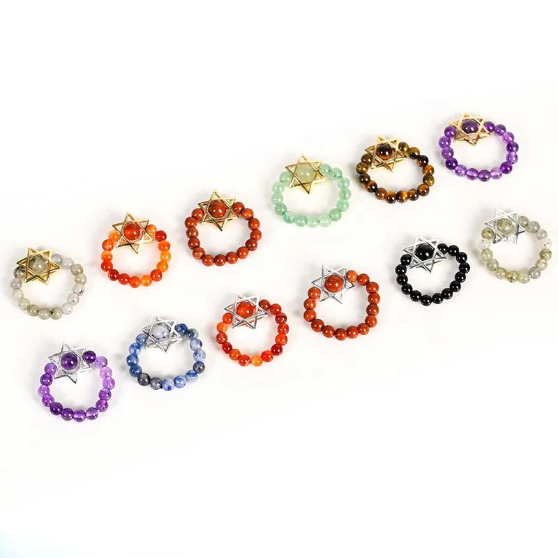 4mm obsidian tiger eye amethyst crystal gemstone real natural stone beaded rings