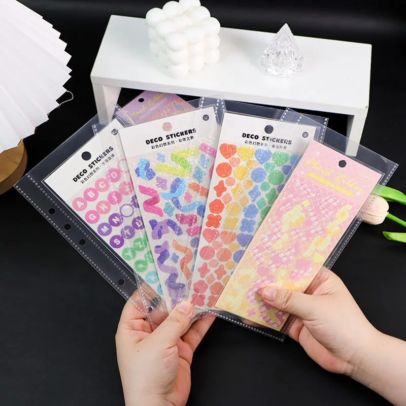 A6 6 ring binder ultra-clear business card sleeves double-sided 3 pocket photo pages side loading planner pp sleeve refill pages