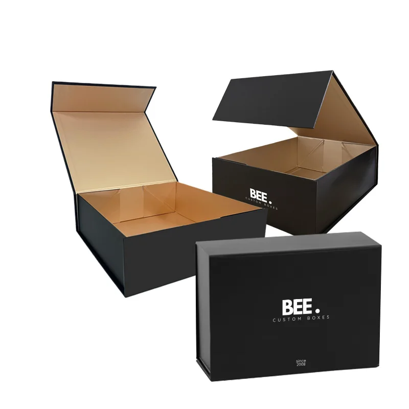 Custom Luxury Black Cardboard Packing Folding Shoe Gift Box Magnetic Paper Box Packaging With Magnetic Flap Closure
