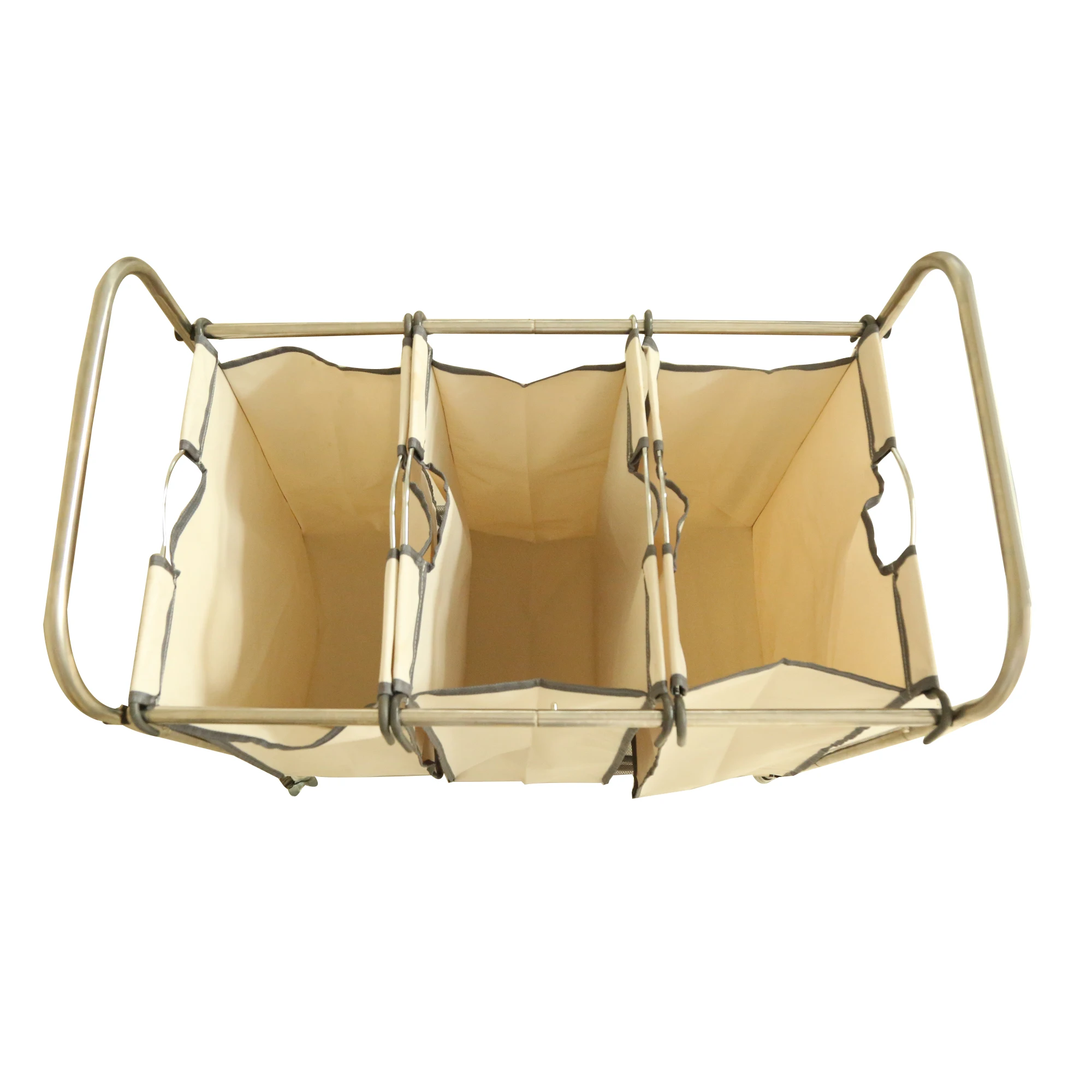 Stainless Steel Foldable Silver Laundry Sorter Cart Laundry Sorter With Wheels