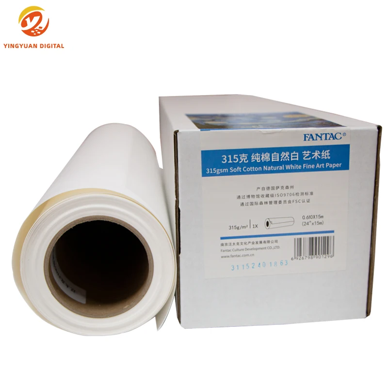 315g acid free museum grade matte 100% cotton natural white fine art paper roll image inkjet printing media