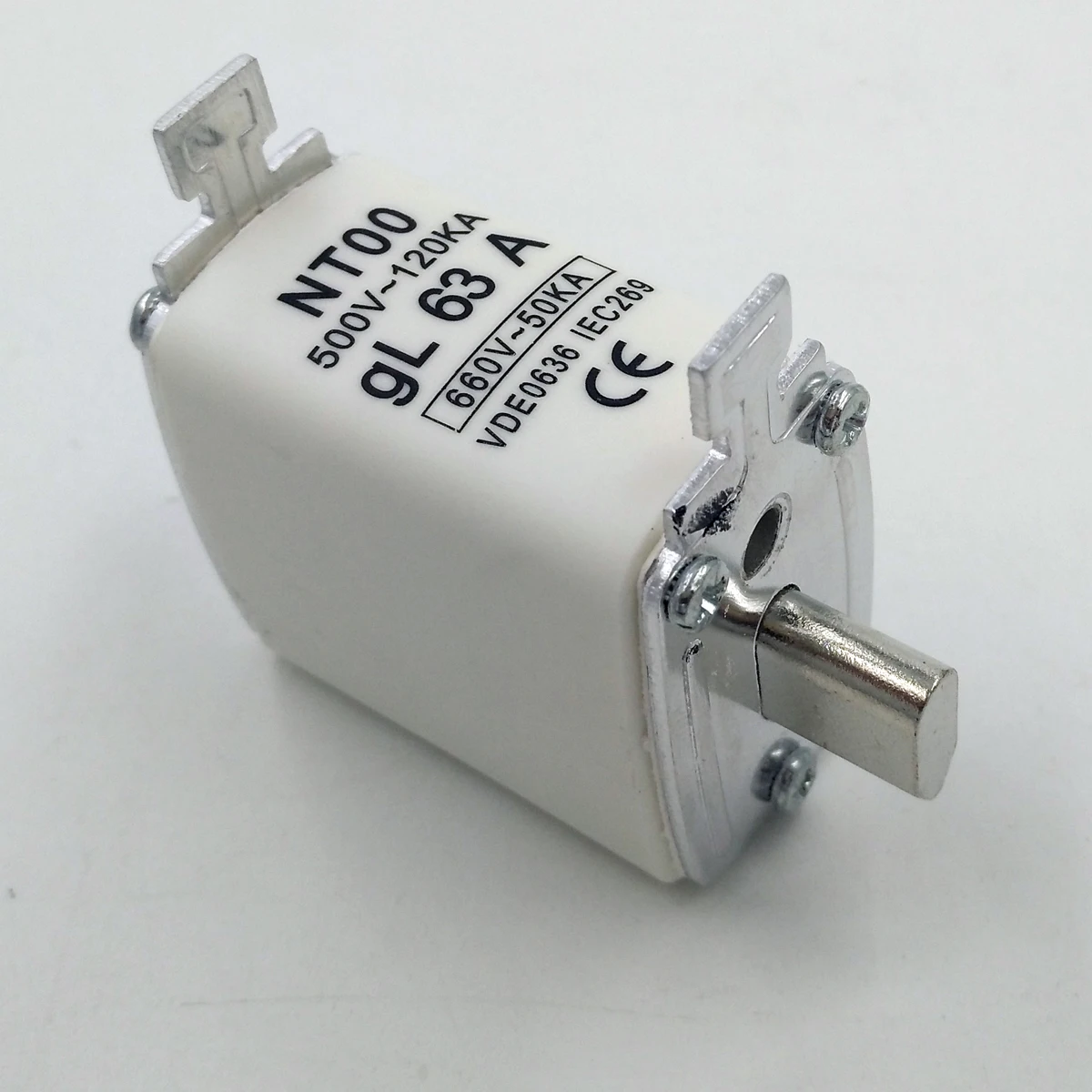 HRC Ceramic NH or NT Type Blade Fuse Block Links with 500V 120KA gG 63A NT00 NH00 hrc fuse link