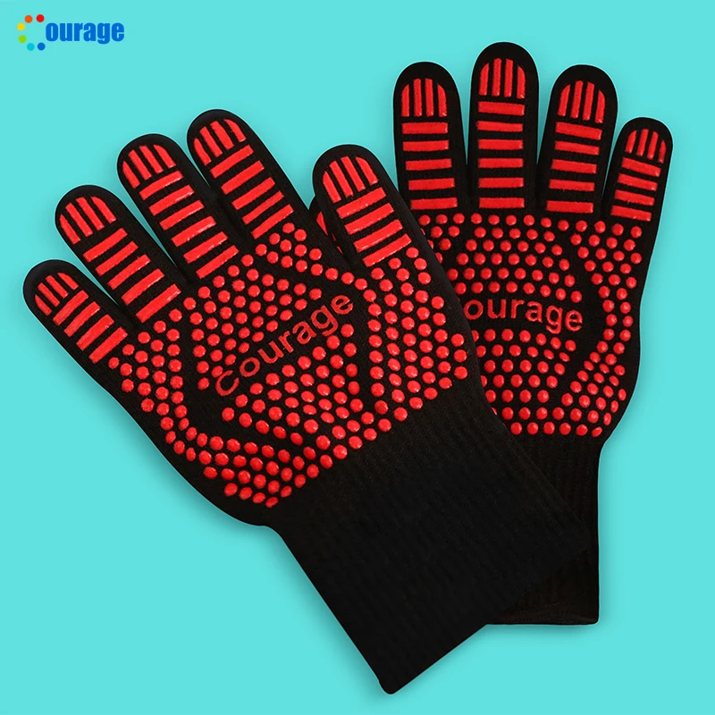 Courage High Quality Heat Resistant Silicone Gloves Oven Gloves bbq for Cooking