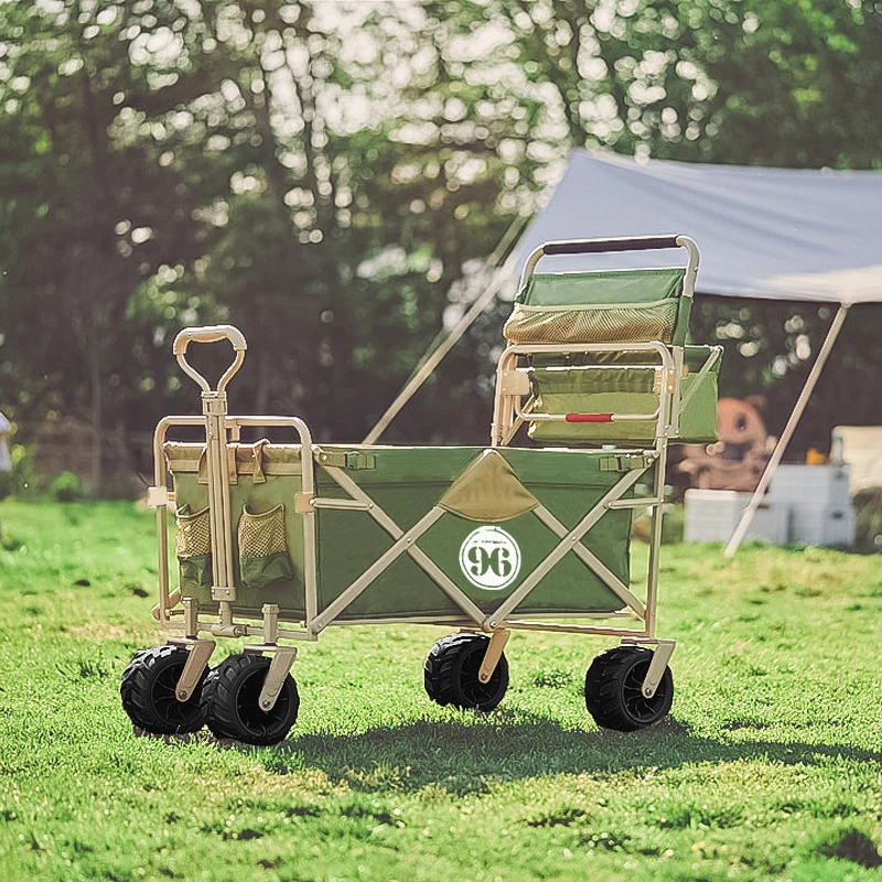 F038 Portable utility folding outdoor camp park cart beach stroller wagon with canopy