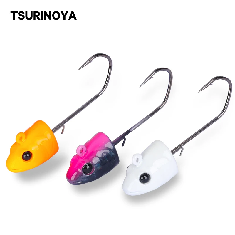 TSURINOYA JIG HEAD Hooks 11g 14g Lead Jig Soft Lure Worm Fish shaped Crank Fishing Hook Sea Bass Jigging Metal Fishing Tackle