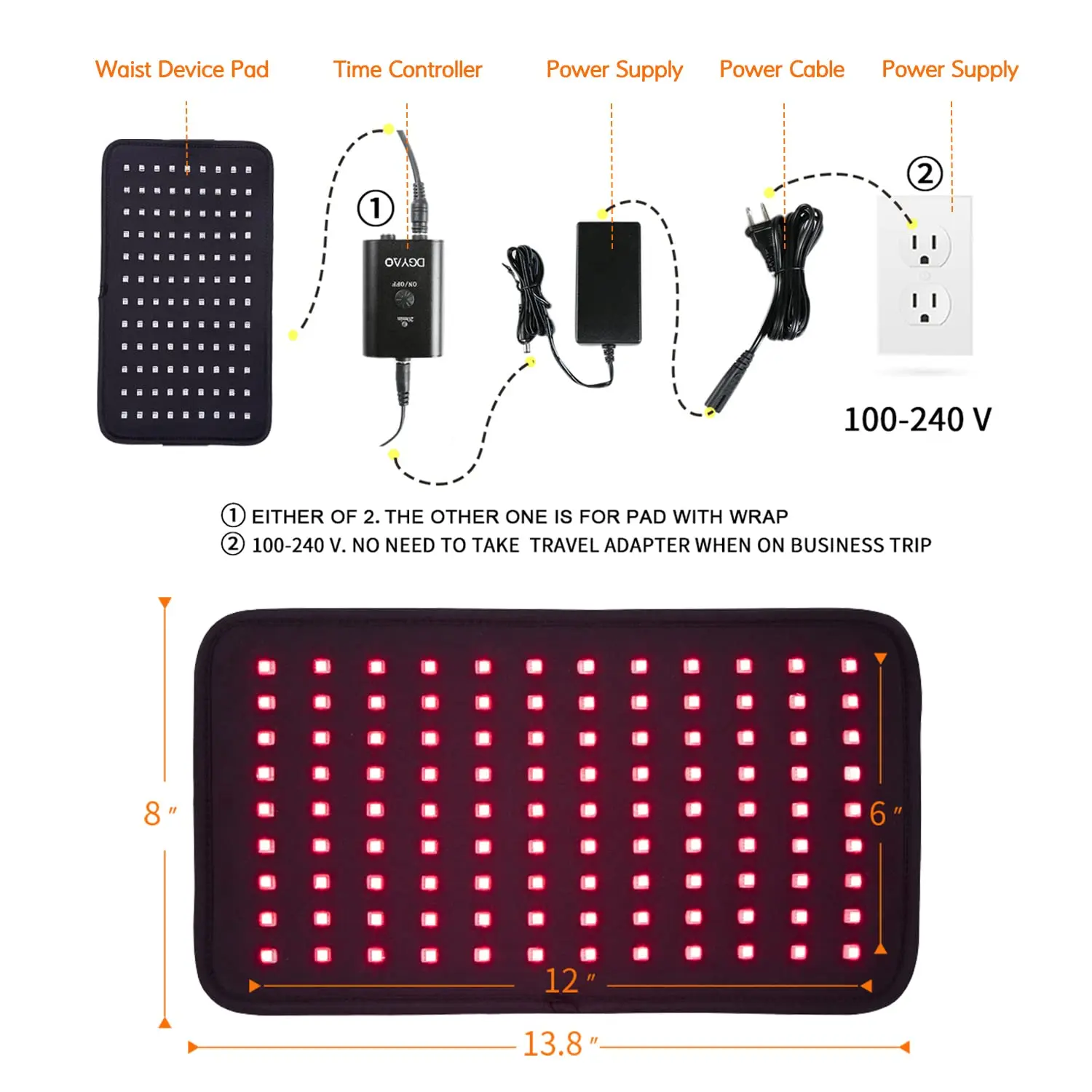 DGYAO Laser Lipo Weight Loss Pain Relief Back Waist Belt Wrap Pulse Led Infrared Red Light Therapy Belt