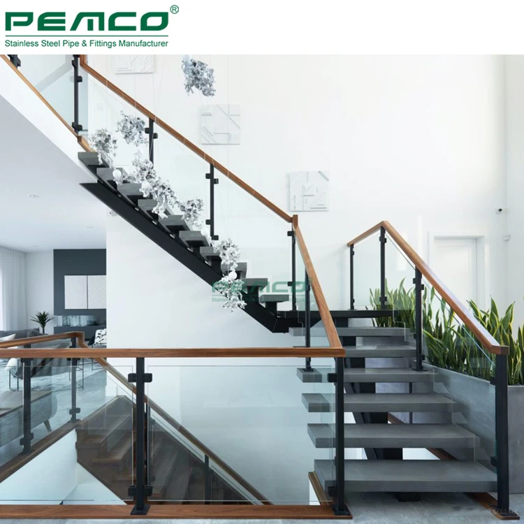 Завод Pemco Черное порошковое покрытие нержавеющая сталь лестничное Боковое крепление стеклянные