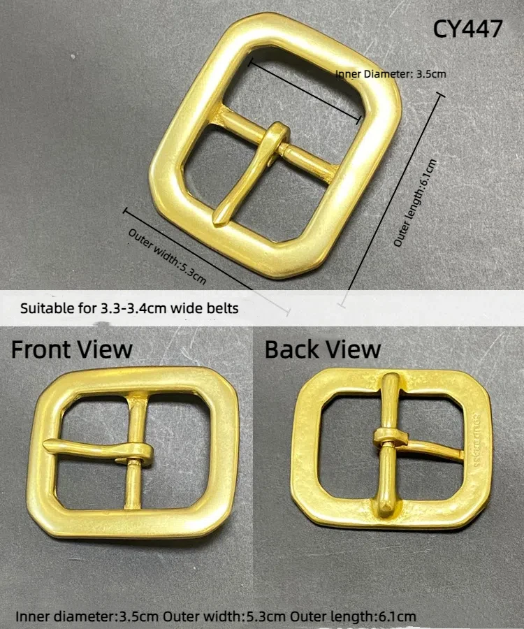 New 3.5cm Leisure Belt Buckle Men Western Featuring Day Word Paragraph Pure Copper Pin Buckle Brass Logo Pure Copper Metal