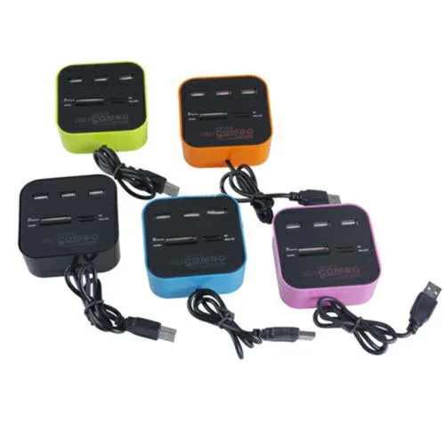 Smart usb hub Good quality usb hub 2.0 3 Ports + TF SD Card Reader Slot High Speed usb hub