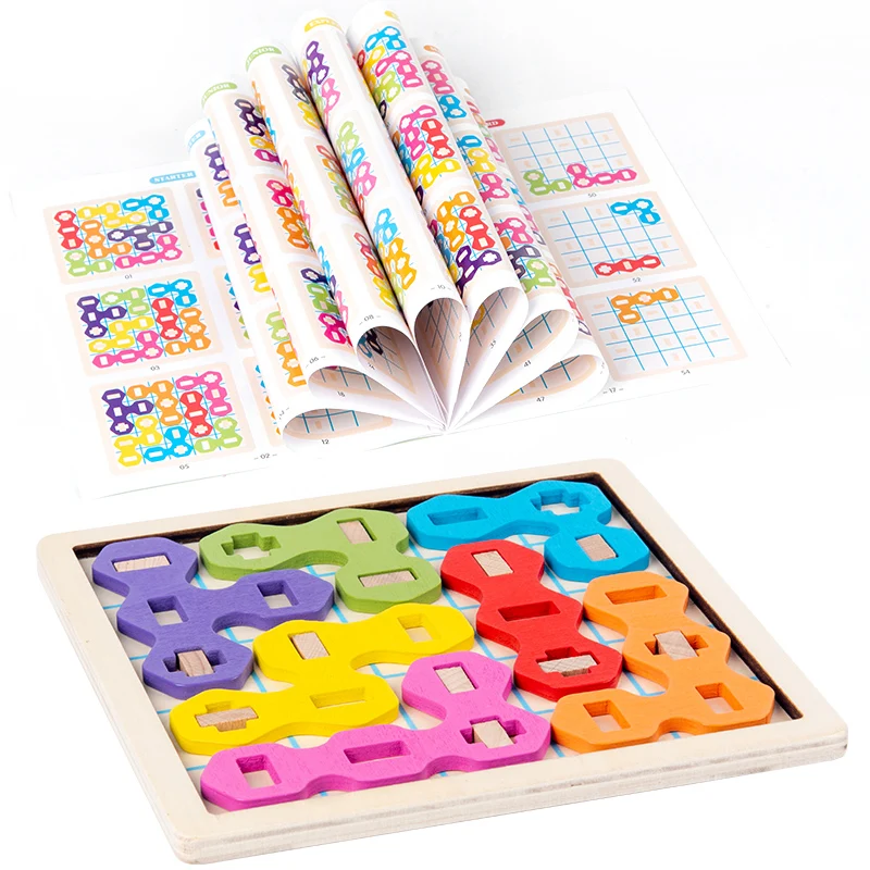 Brain Teasers Toy Jigsaw Intelligence 3d Candy puzzle Game Montessori Educational Kids Wooden Block Puzzle
