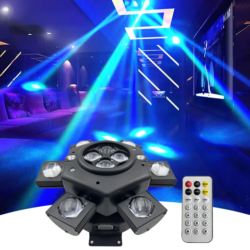 150W LED Moving Head DJ Stage Lights RGBW 4in1 Beam 6 Arms Bee-Eye Disco Club Party Lighting Strobe Red Green White Amber Remote