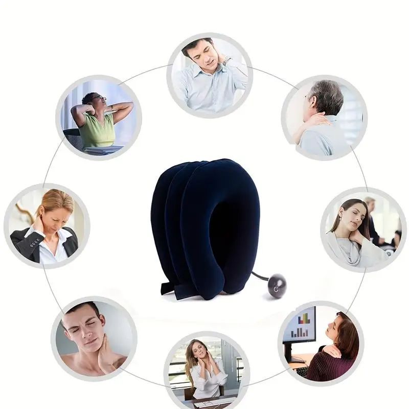 Portable U Shape Neck Stretcher Inflatable Press Pump Pillow Neck Travel Office Break Pillow For Adults