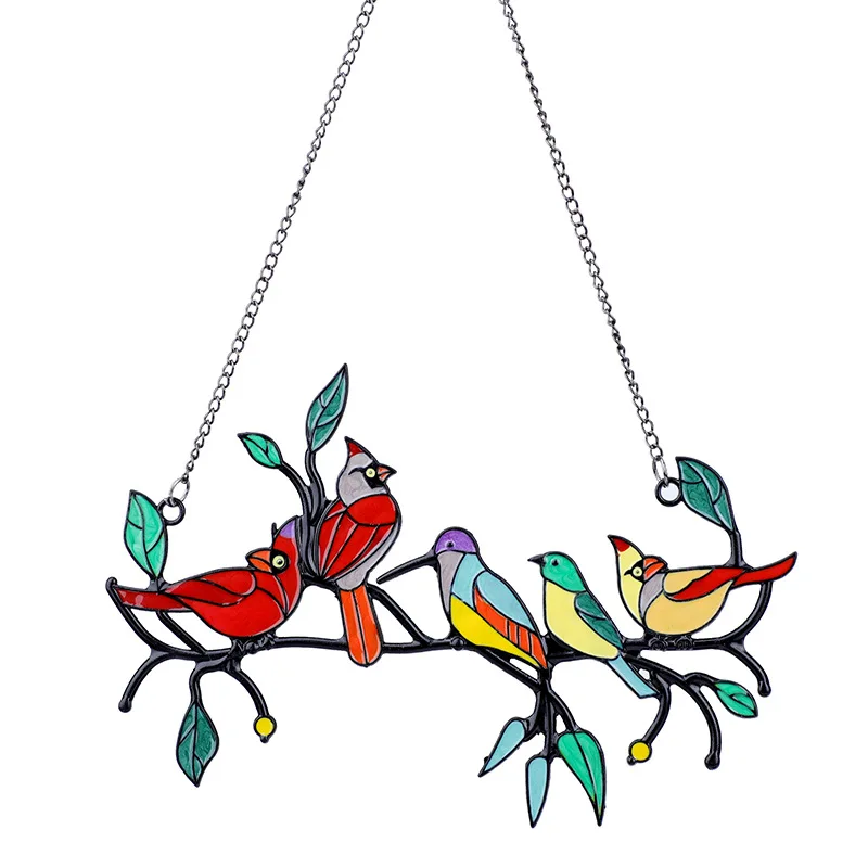 Birds Hanging Modern Decor Hanging Birds Stained Glass Window Decor Wall Hanging Bird Species Stained Pendant
