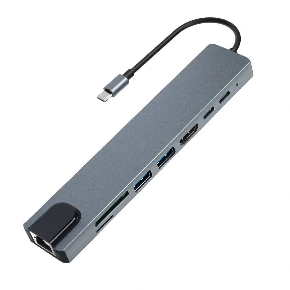 TC19 USB Hub 3.1 8 in 1 Multi USB Type-C VGA Adapter RJ45 Lan Ethernet TF SD Reader USB-C 3.0 Type c For Macbook Pro