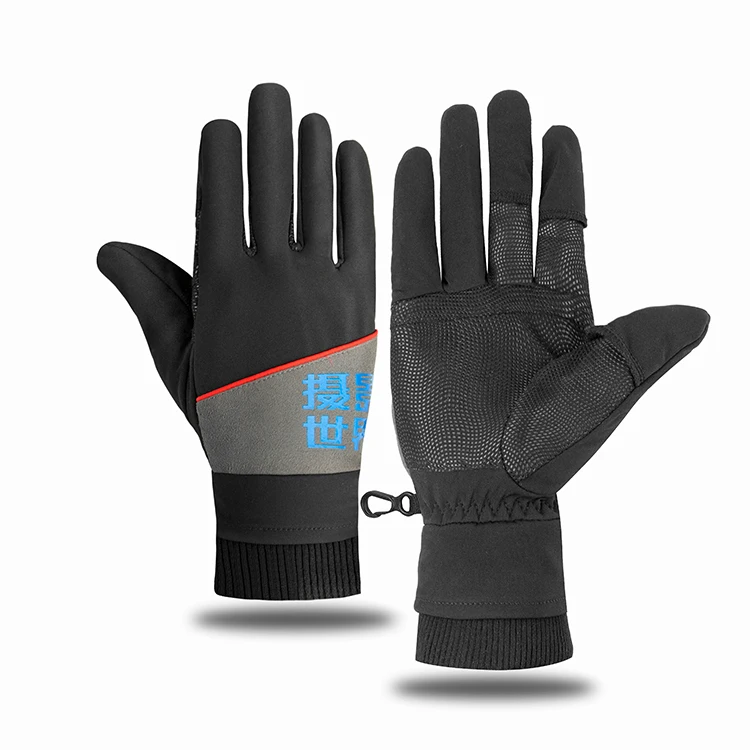 Autumn and winter outdoor sports running photography hiking flip open finger silicone antiskid factory gloves