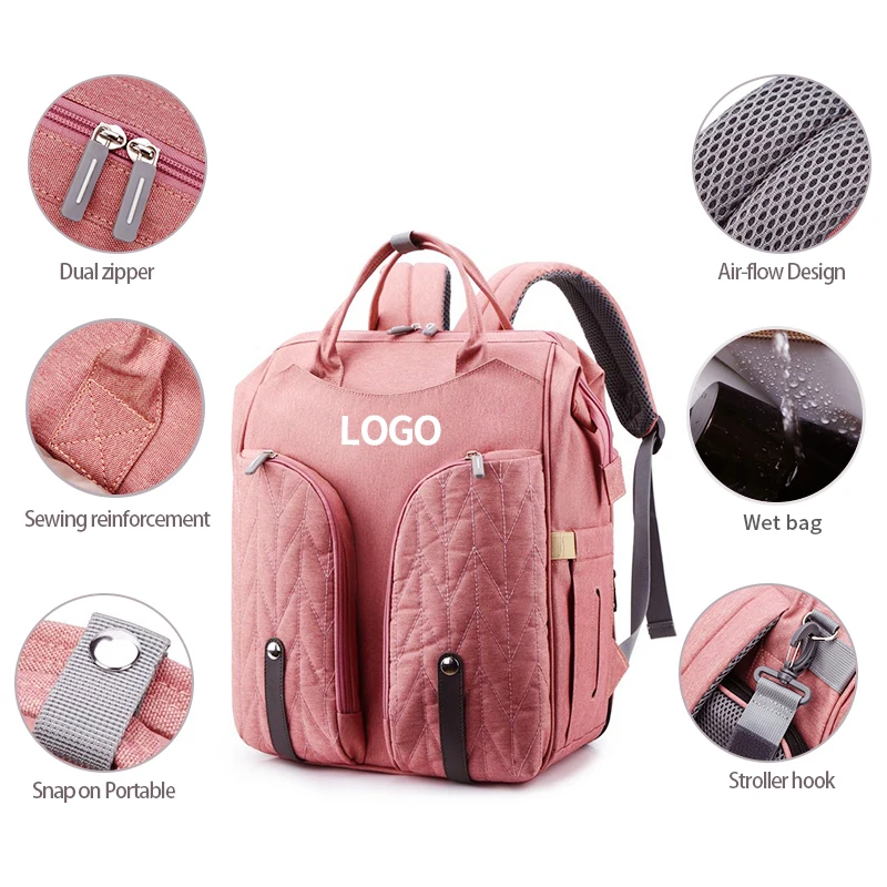 3 in 1 Bassinet mummy Foldable Bed Crib custom Portable Maternity nappy wet mother baby carry care bag USB Backpack diaper bag