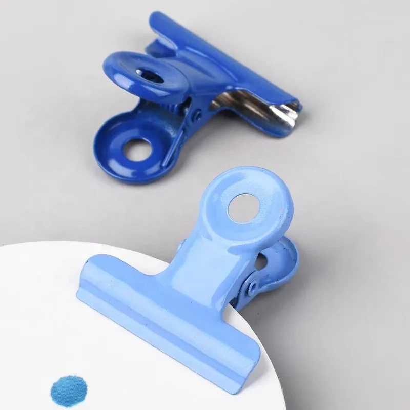 Wholesale Ins Candy Baking Paint Color Circular Stationery Book Bulldog Clip Metal Iron Binding Paper Clip for Receipts