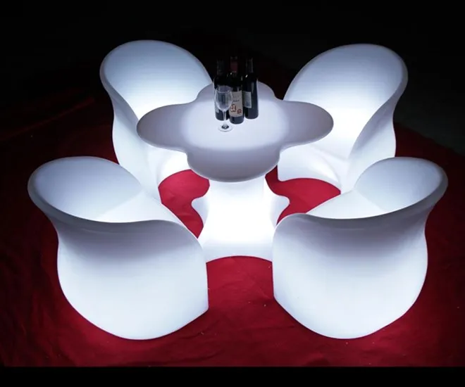 Factory sale cheap plastic tables and chairs rechargeable led bar furniture