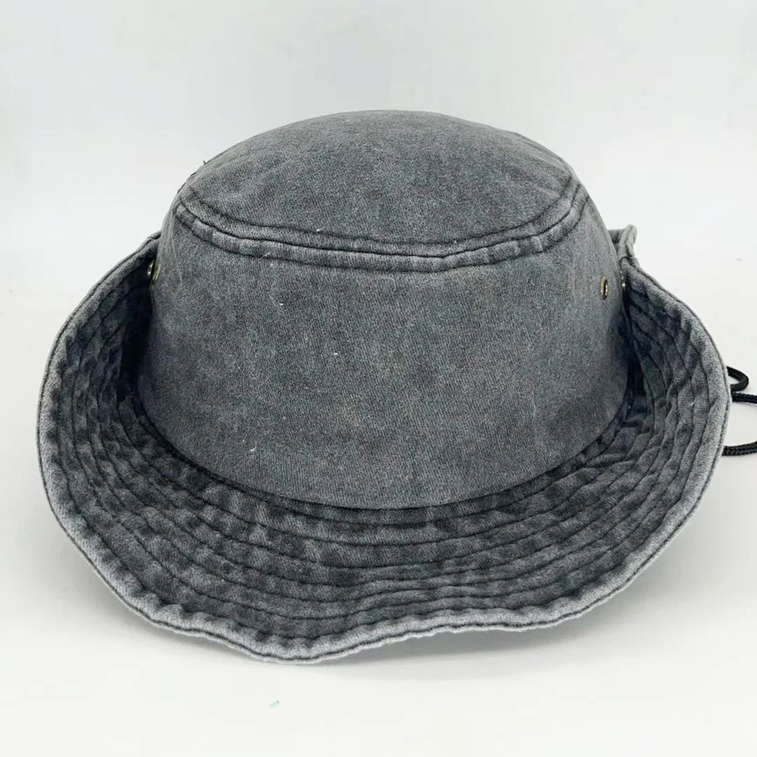 Wide Brim Fisherman Bucket Hat For Men With Custom Logo Outdoor Boonie Fishing Hat Vintage Cotton Washed Fisherman Cap