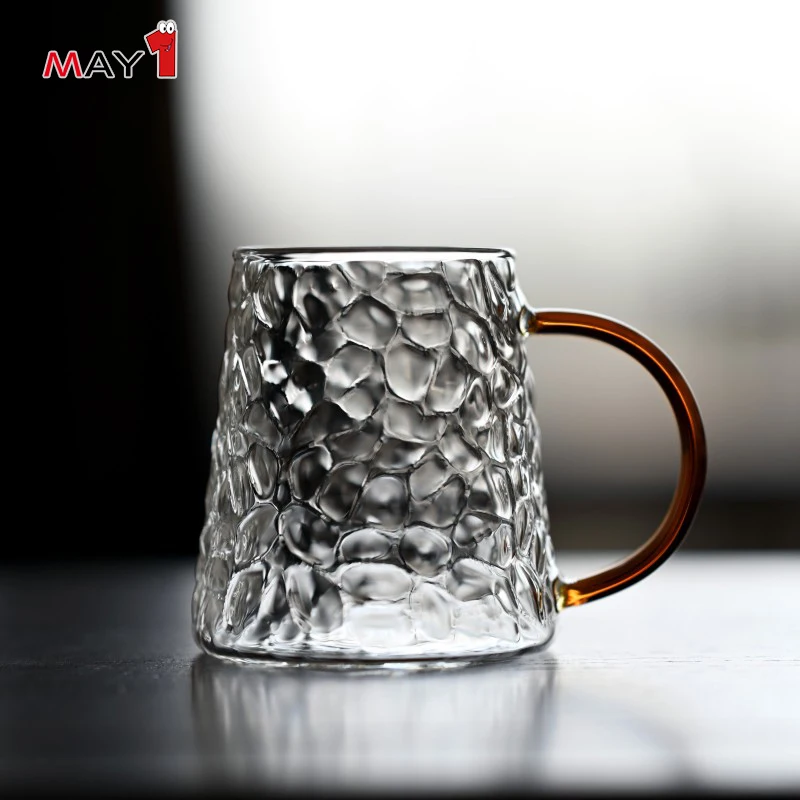 wide bottom creative hammer pattern grain glass water beverage coffee cup
