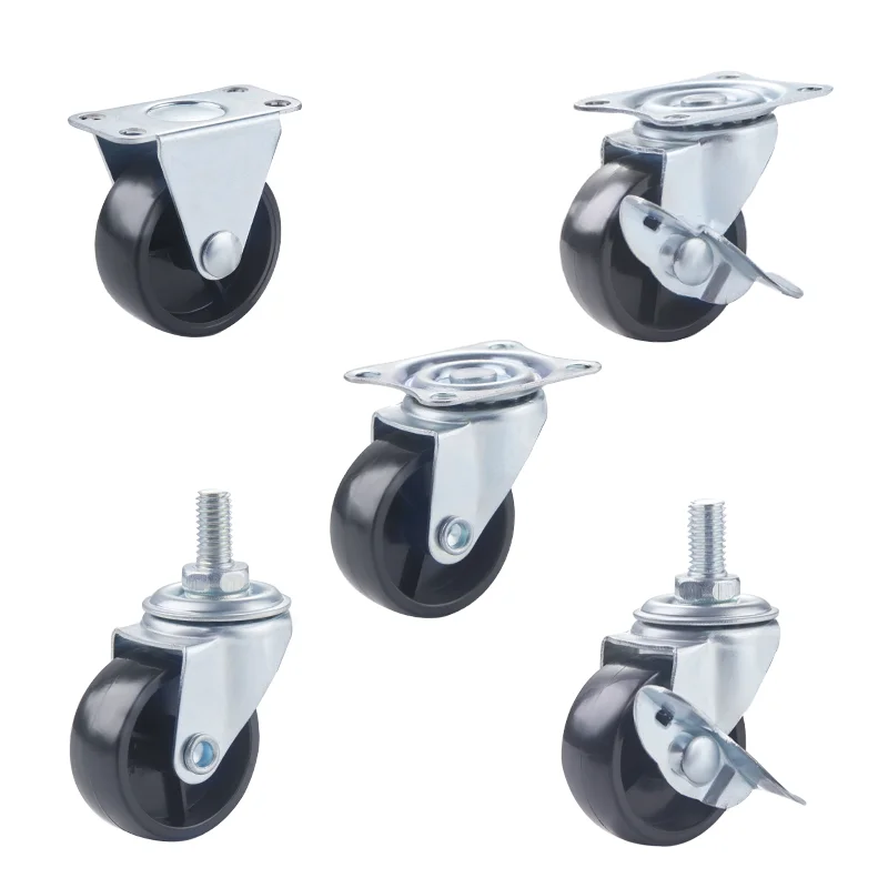 Light duty 1/1.25/1.5/2/2.5/3 inch 25mm 30mm 38mm 50mm 65mm 75mm black pp caster wheel castor