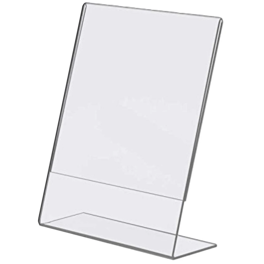 
Acrylic Desk Card with Tilt Back, Premium Portrait Advertising Stand Dining Table Menu Card Transparent Picture Frame 