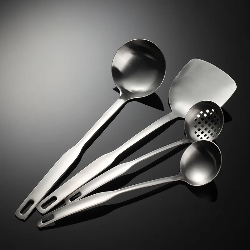 Matte Stainless Steel Cook Soup Ladle Spoon Spatula Set 4pcs Kitchen Tools Set Cooking Utensils
