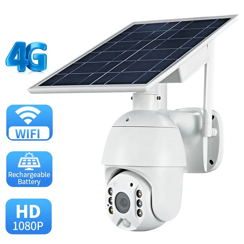IP 2MP 1080P wireless 4G Sim Card Dome Zoom wifi solar Battery CCTV camera outdoor motion tracking