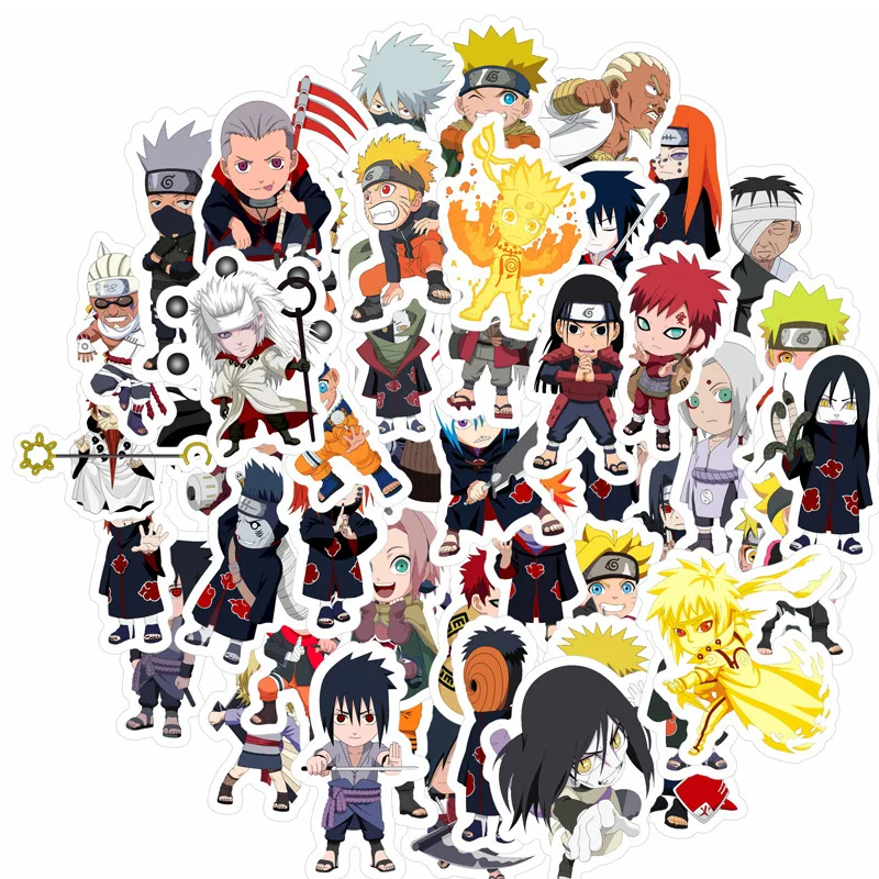 50 PCS Japanese Narutoes Personalize Anime Water Bottle Computer Phone PVC Kiss Cut Sticker