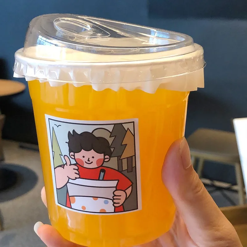 Disposable milk tea coffee transparent toot cup 98 caliber wholesale cold drink cup with lid plastic cup in summer